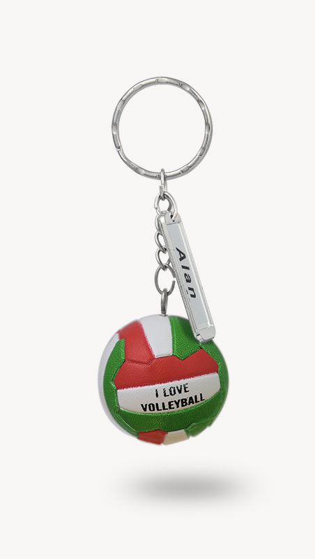 Portachiavi Pallone da Pallavolo in Acciaio e Smalto Bianco